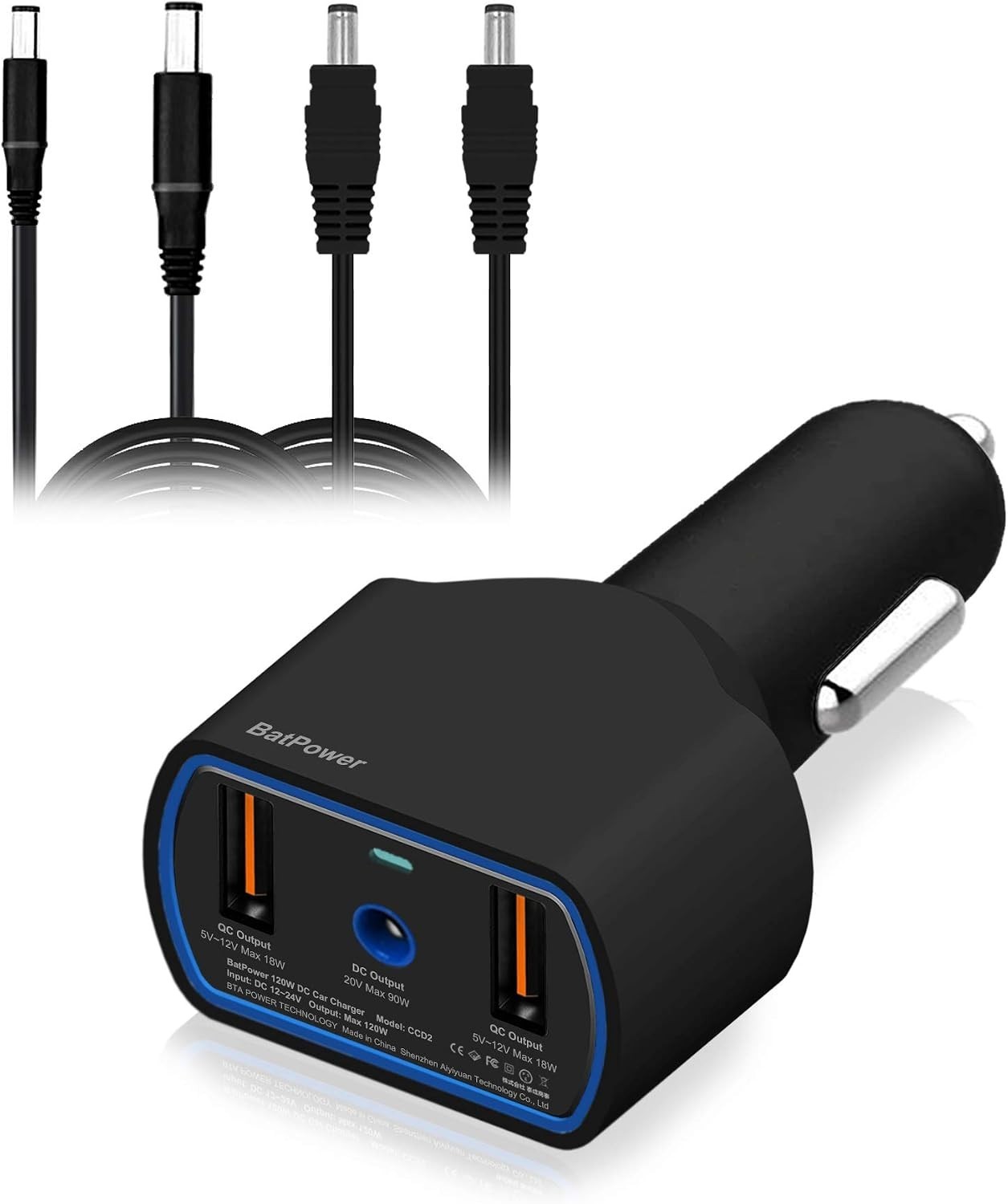 BatPower 120W Car Adapter Compatible with Dell Laptop Dual USB Fast Charger