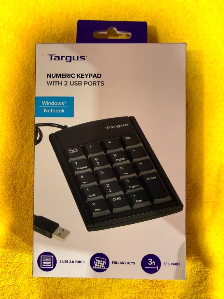 TARGUS Numeric Keypad with 2 USB ports PAUK10U/PAKP004B | NEW