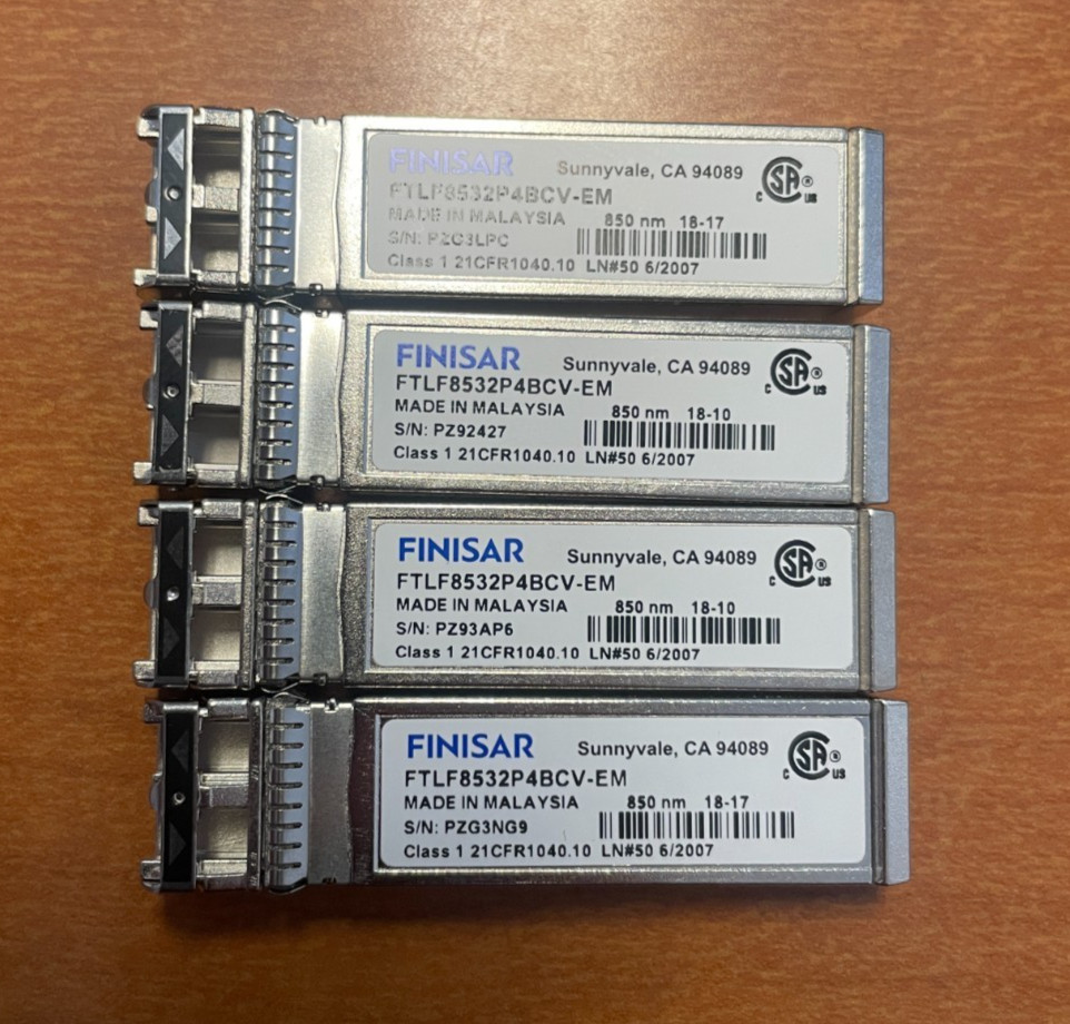 Qty 1 - FTLF8532P4BCV-EM FINISAR 32G Fibre Channel (32G FC) Optical SFP
