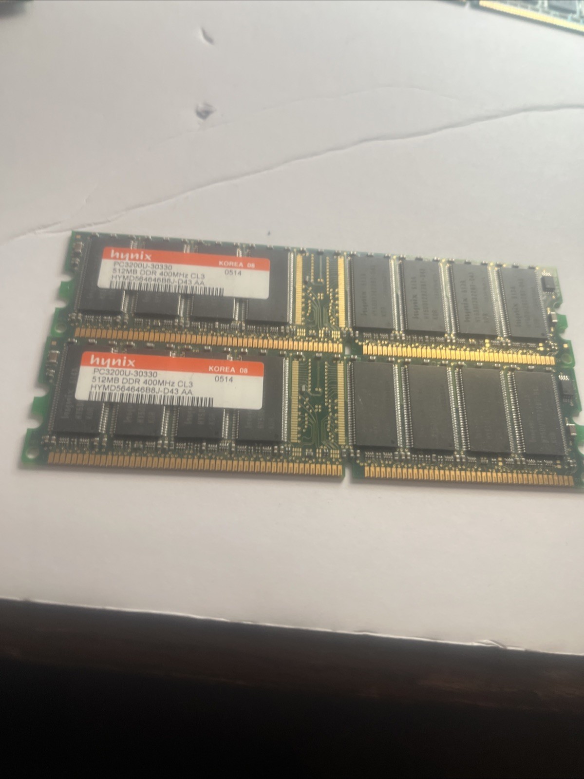 2 512MB DDR 400MHZ CL3 PC3200U-30330 RAM Memory HYMD564646B8J-D43 AA Hynix