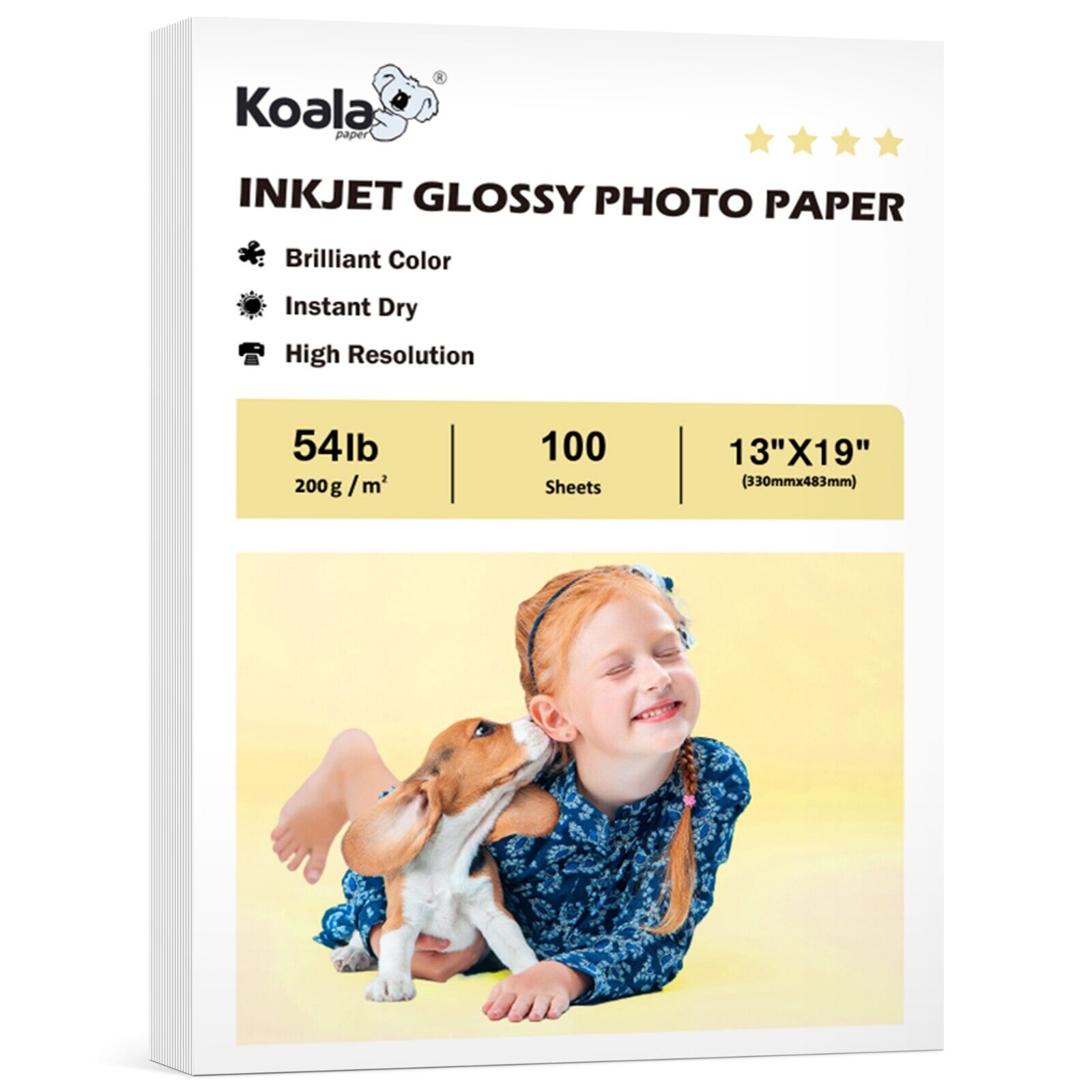 Koala Premium Glossy Photo Paper 54lb 13x19 Thick for Inkjet Printer Epson Canon