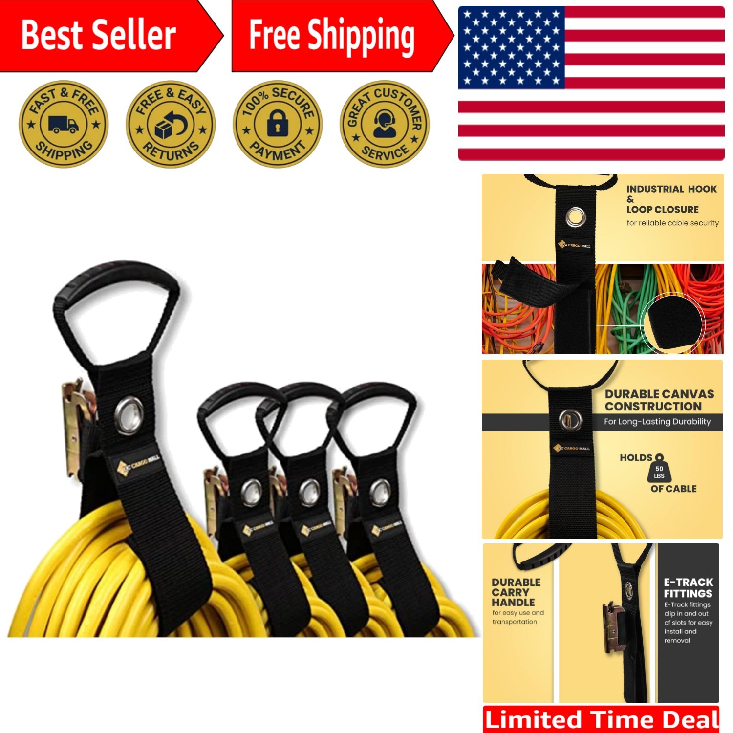Effortless Cable Management - 17” Polyester Extension Cord Organizer for E-Track