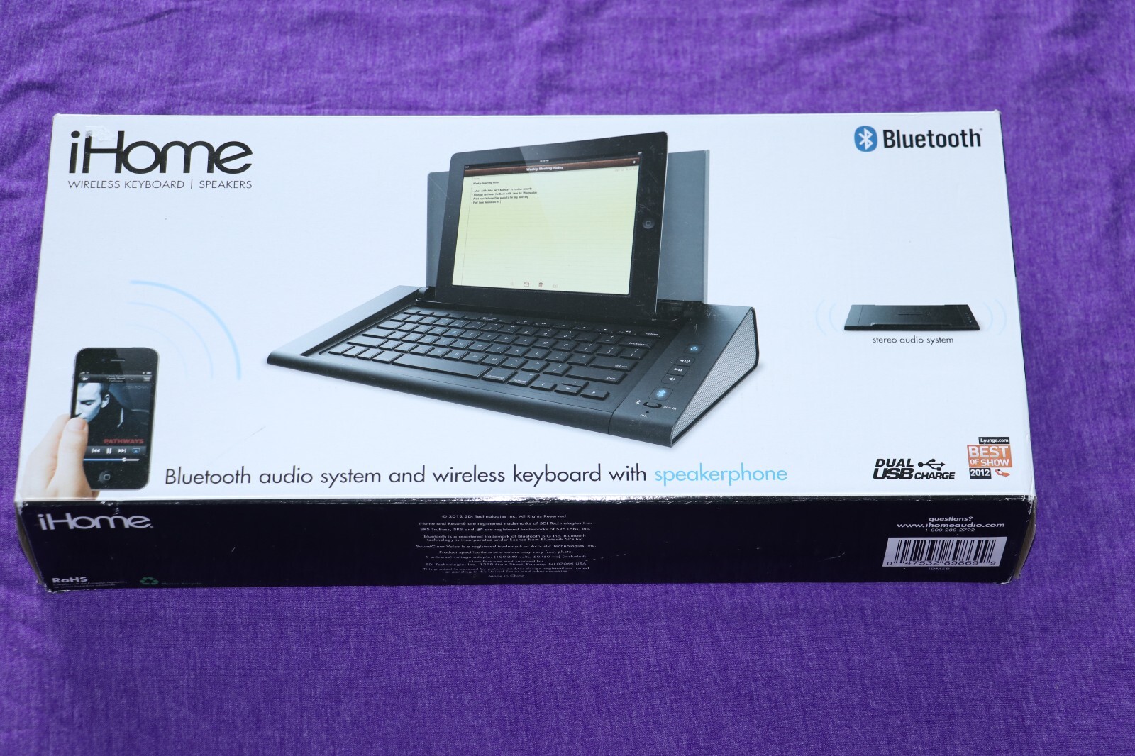 iHOME BLUETOOTH AUDIO SYSTEM & WIRELESS KEYBOARD W/ SPEAKERS NEW IN BOX iDM5B