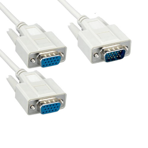 8" VGA Male to 2x VGA Female Video Dual Monitor Y Cable Splitter Adapter PC TV