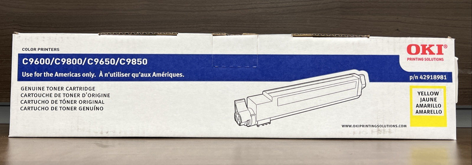 Genuine Original OKI Yellow Toner Cartridge C9600/C9800/C9650/C9850 (42918981)