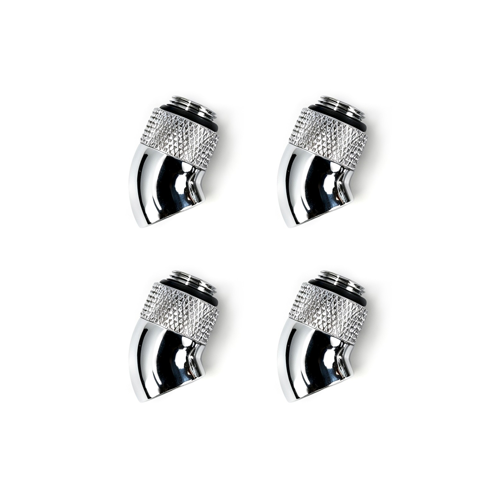4 Pack G1/4 45 Degree Rotary Elbow Nickel Plated Brass Silver PC Cooling