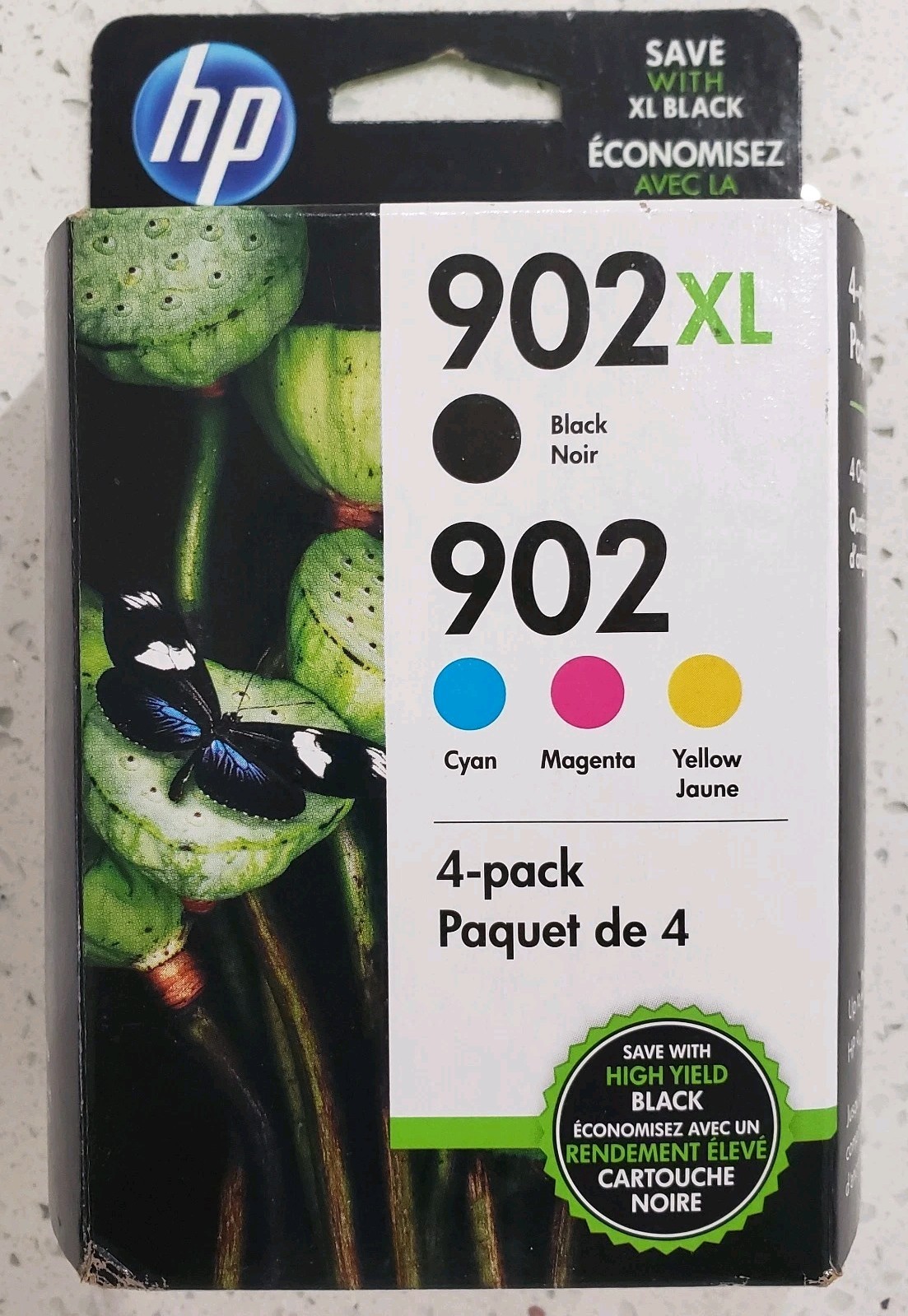 HP 902XL 902 Black Color Ink Cartridges 4-Pack Combo Set Genuine OEM OCT 2022