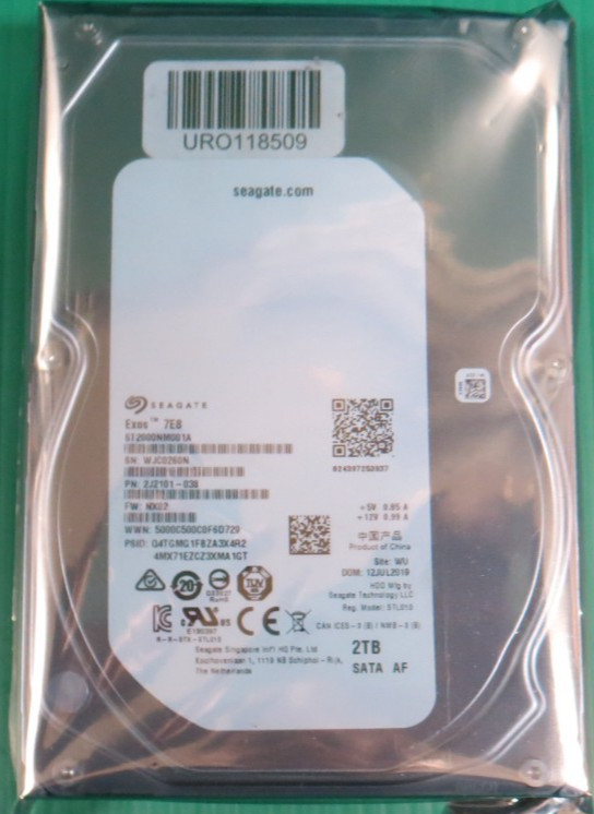 Seagate EXOS 7E8 / 2TB / 256MB SATA 3.5" HDD/ ST2000NM001A / 2J2101-038 / REFURB