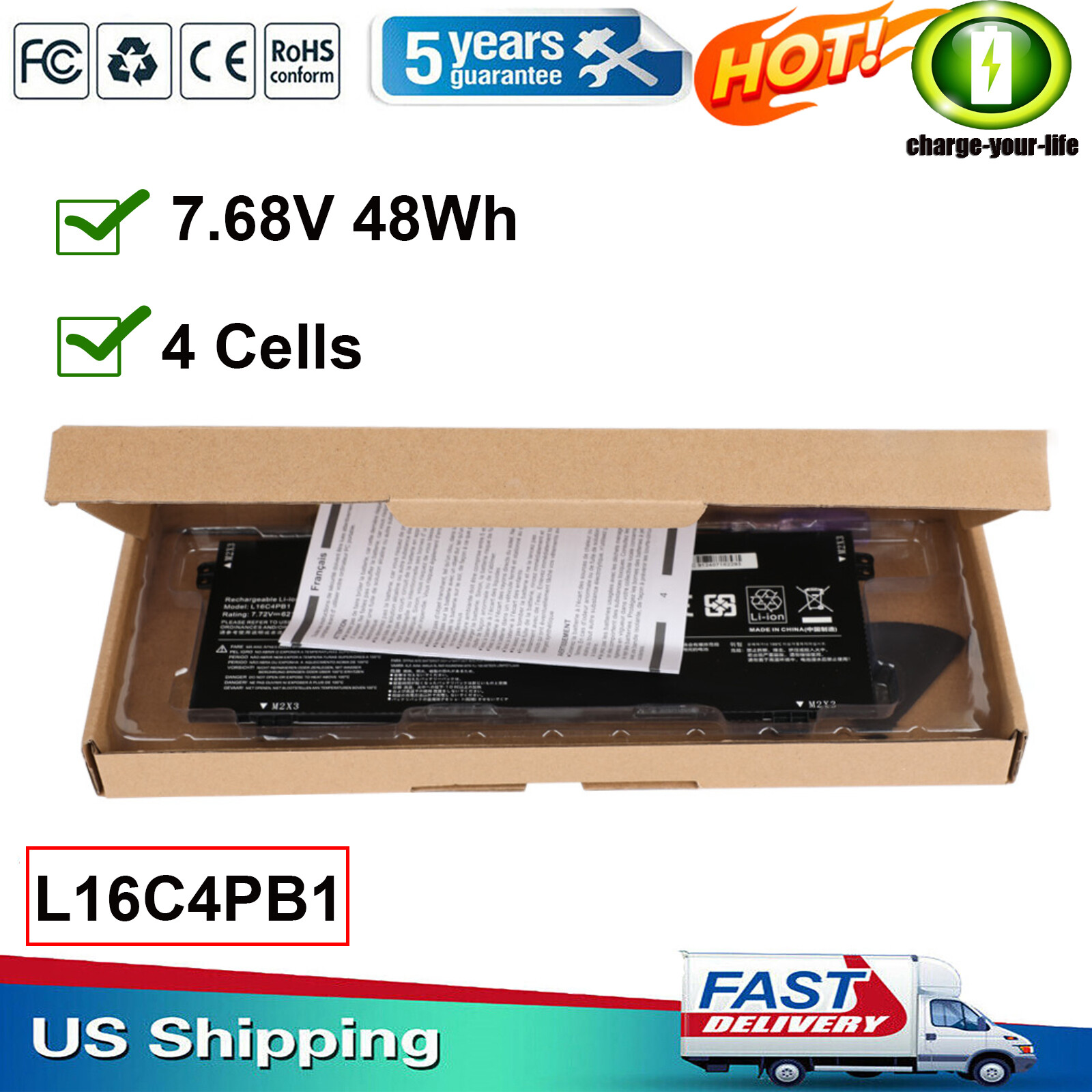 New Battery L16L4PB1 L16C4PB1 L16M4PB1 For Lenovo YOGA 720-13IKB 730-13IKB FAST
