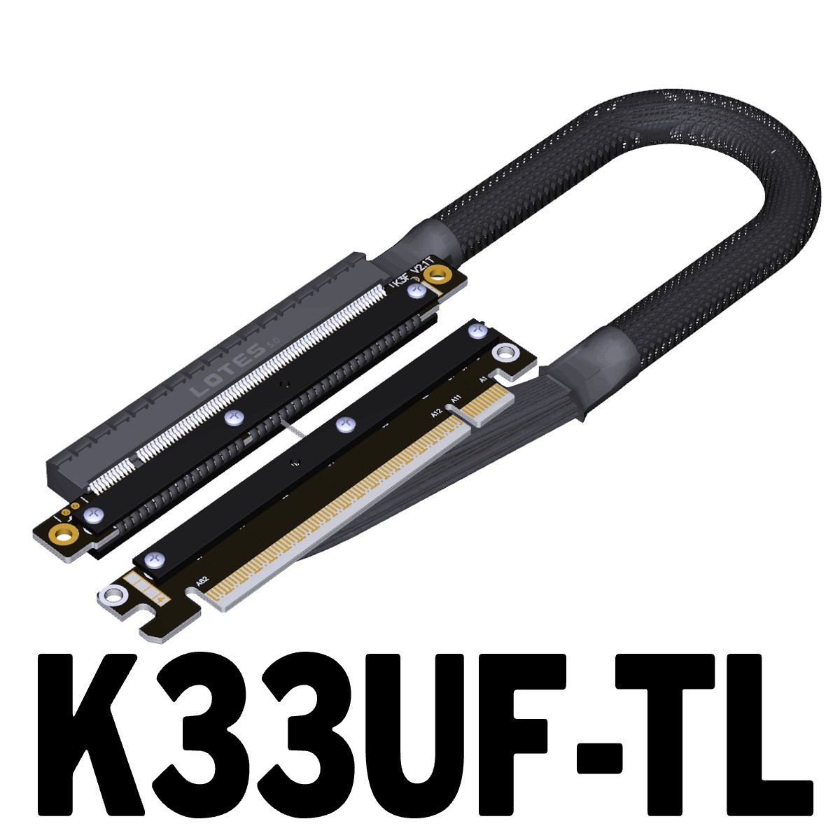 ADT Graphics Card Extension Cable Double Reverse Bend PCIe 5.0x16 Chassis Server