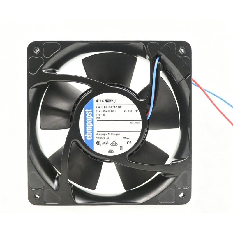 Ebmpapst 4114NXHHU Axial Fan 24V 12W 0.51A IP68 120*120*38MM Cabinet Cooling Fan