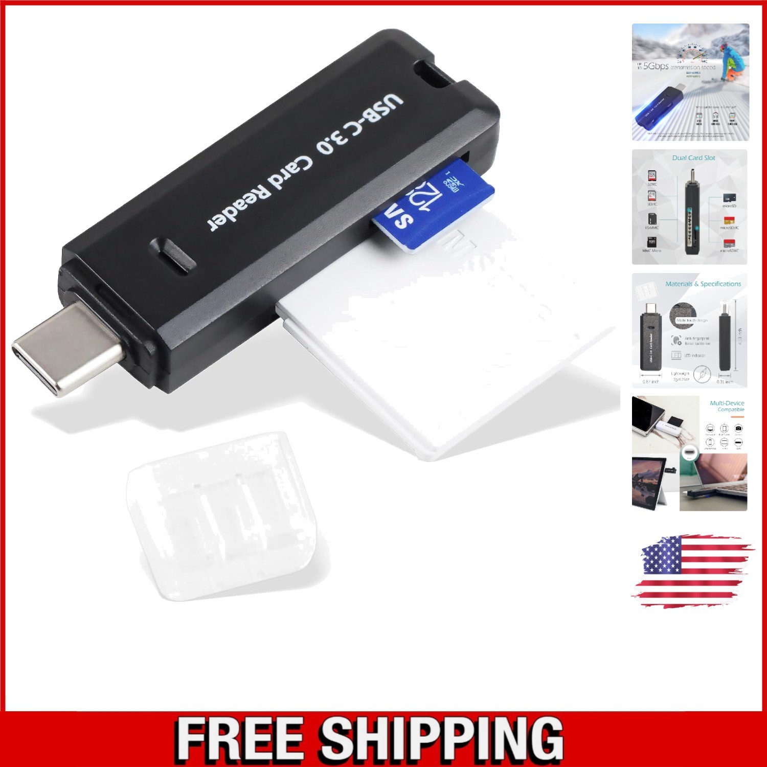 Ultra-Lightweight USB-C Card Reader with 5Gbps Transfer - Dual Slot Capability
