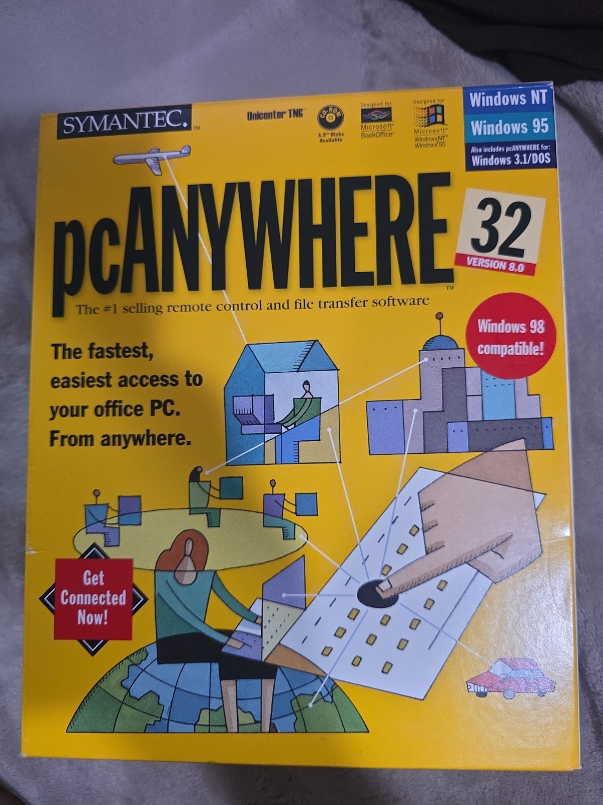 SYMANTEC PC Anywhere 32 Version 8.0 - PC CD-ROM Home Office Software Never Used