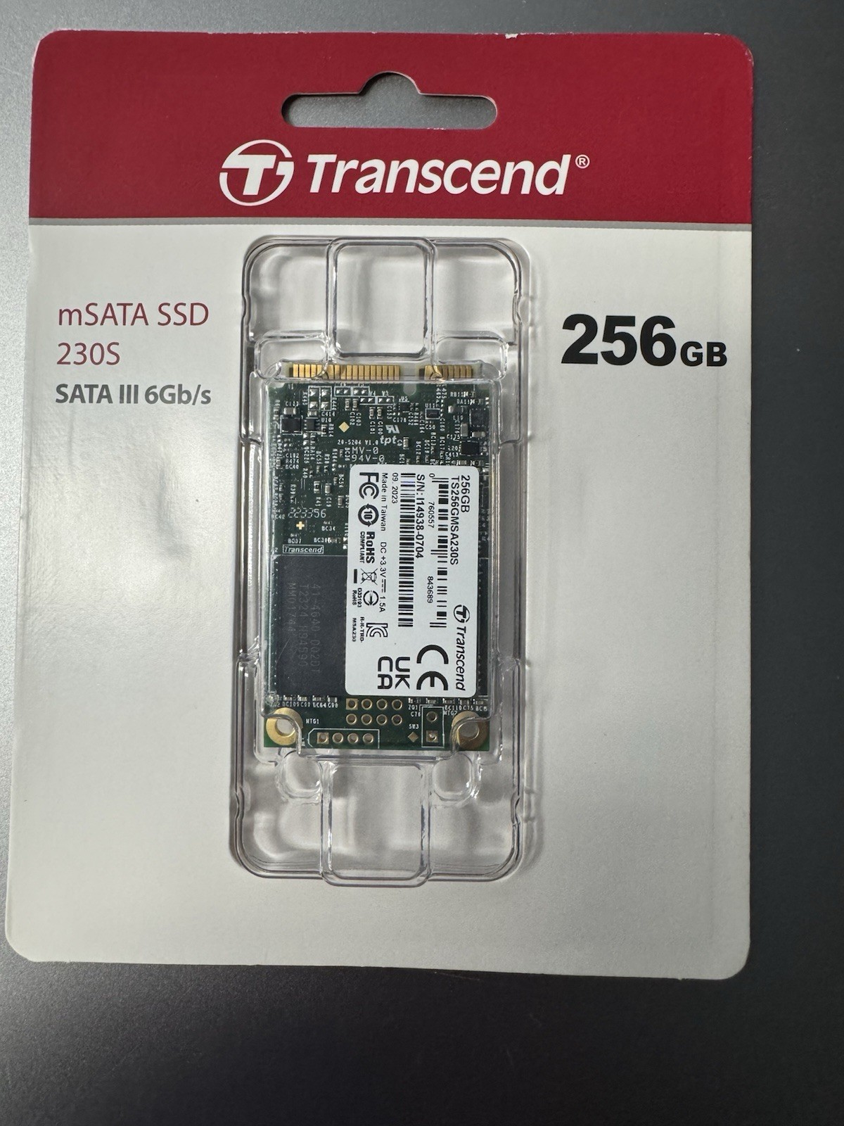 Transcend 256GB MSA220S mSATA SATA III SSD, SLC Cache