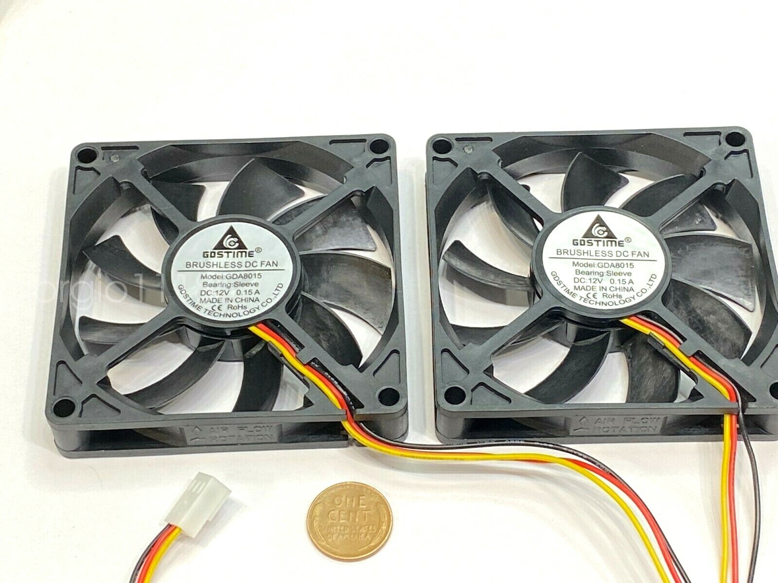 2 x Computer Fan 12V 8015 3Pin 80x80x15mm Brushless Axial 8mm DC cpu Cooling