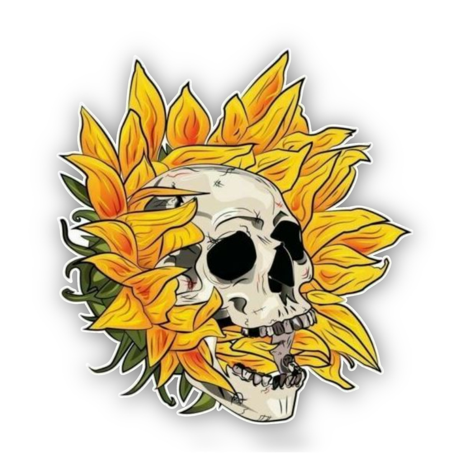 Sunflower Skull Sticker Vinyl Decal Gothic Floral Skull Laptop & Tablet Sticker