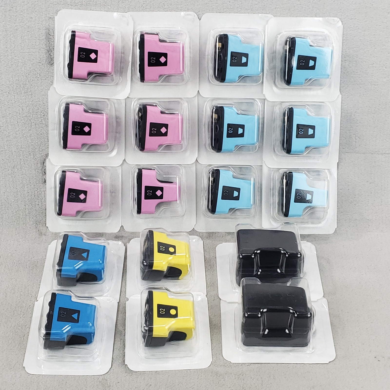 18-New HP 02 Original OEM Printer Ink Cartridges Large Huge Lot Colors & Black