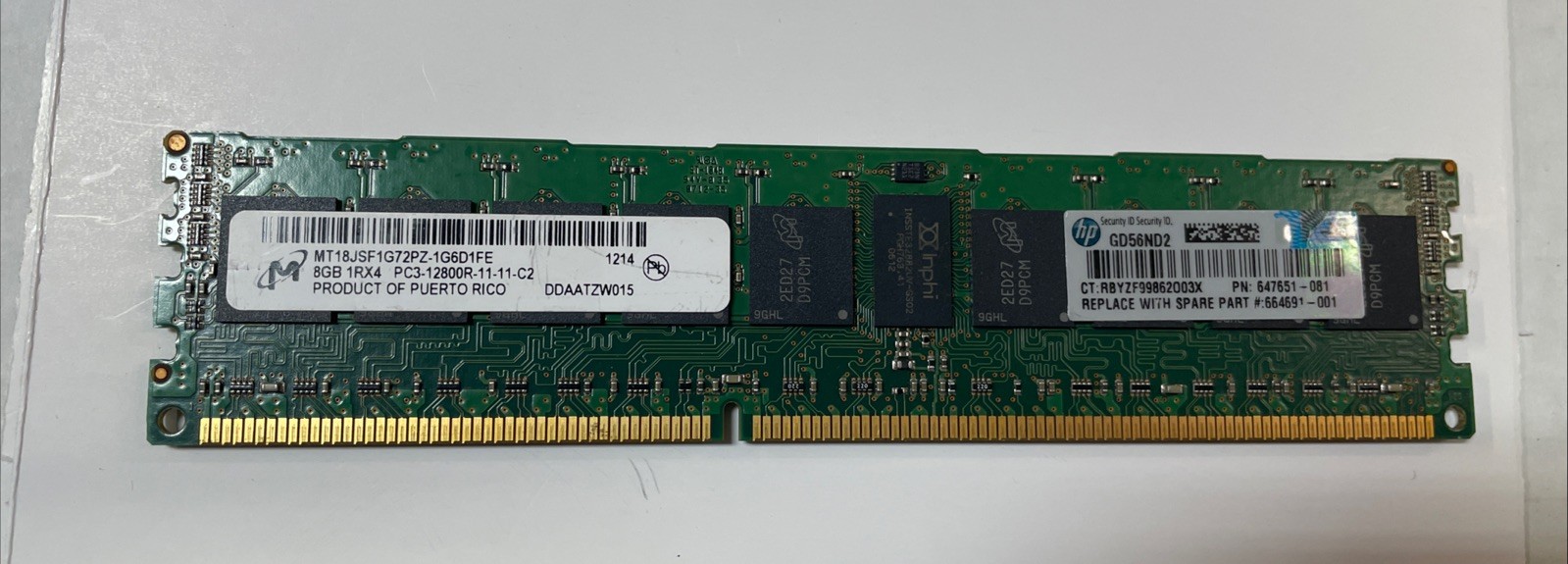 Original HP 647651-081 8GB 1RX4 PC3-12800R Memory