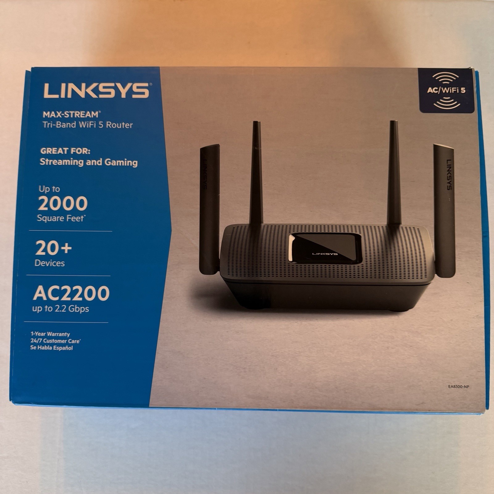 Linksys Max-stream AC2200 Tri-Band Wi-Fi 5 Router Gaming Streaming Black