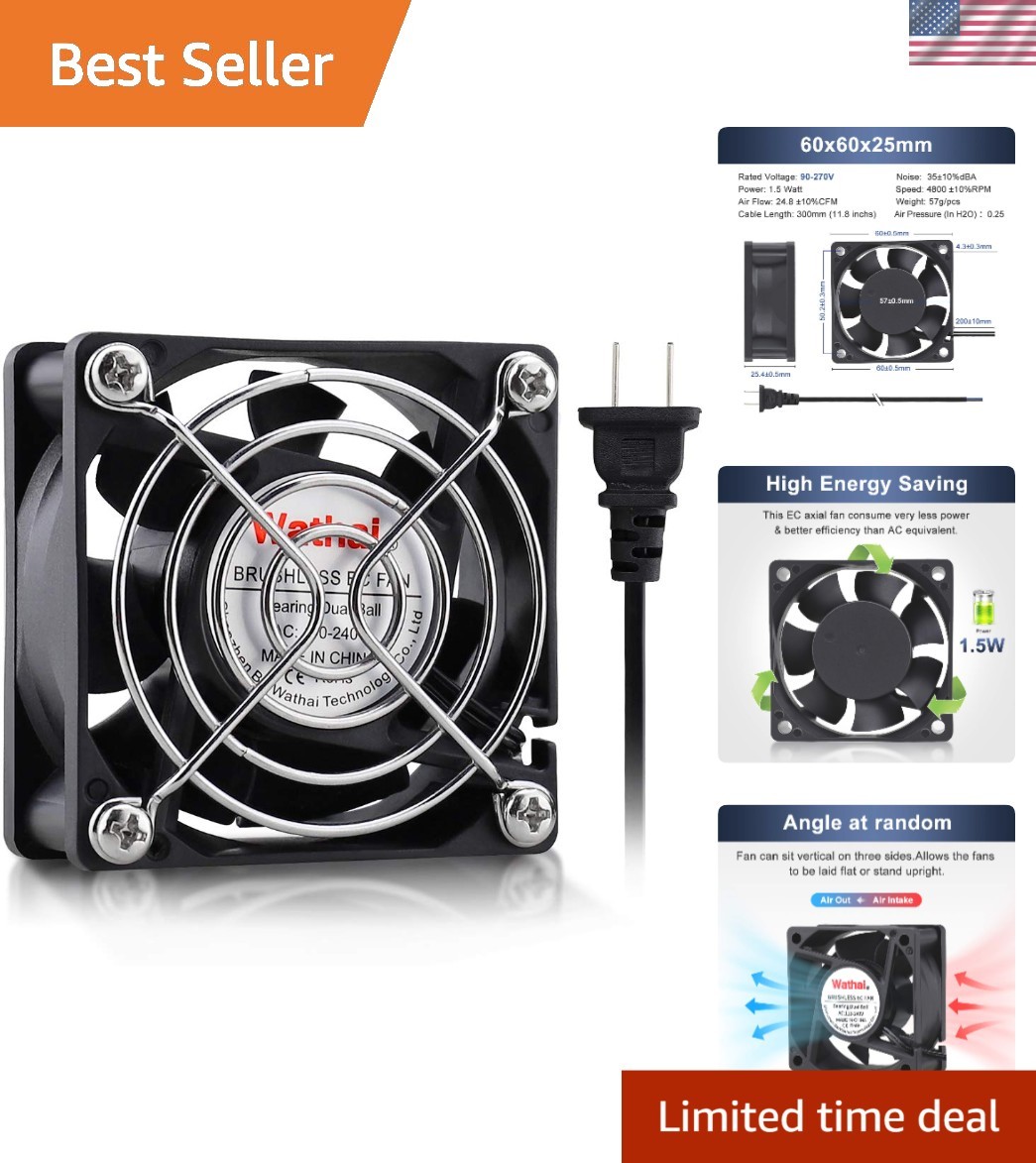 EC Brushless Cooling Fan AC 110V 115V 120V 220V 240V Axial Fan Ball Bearing 6...