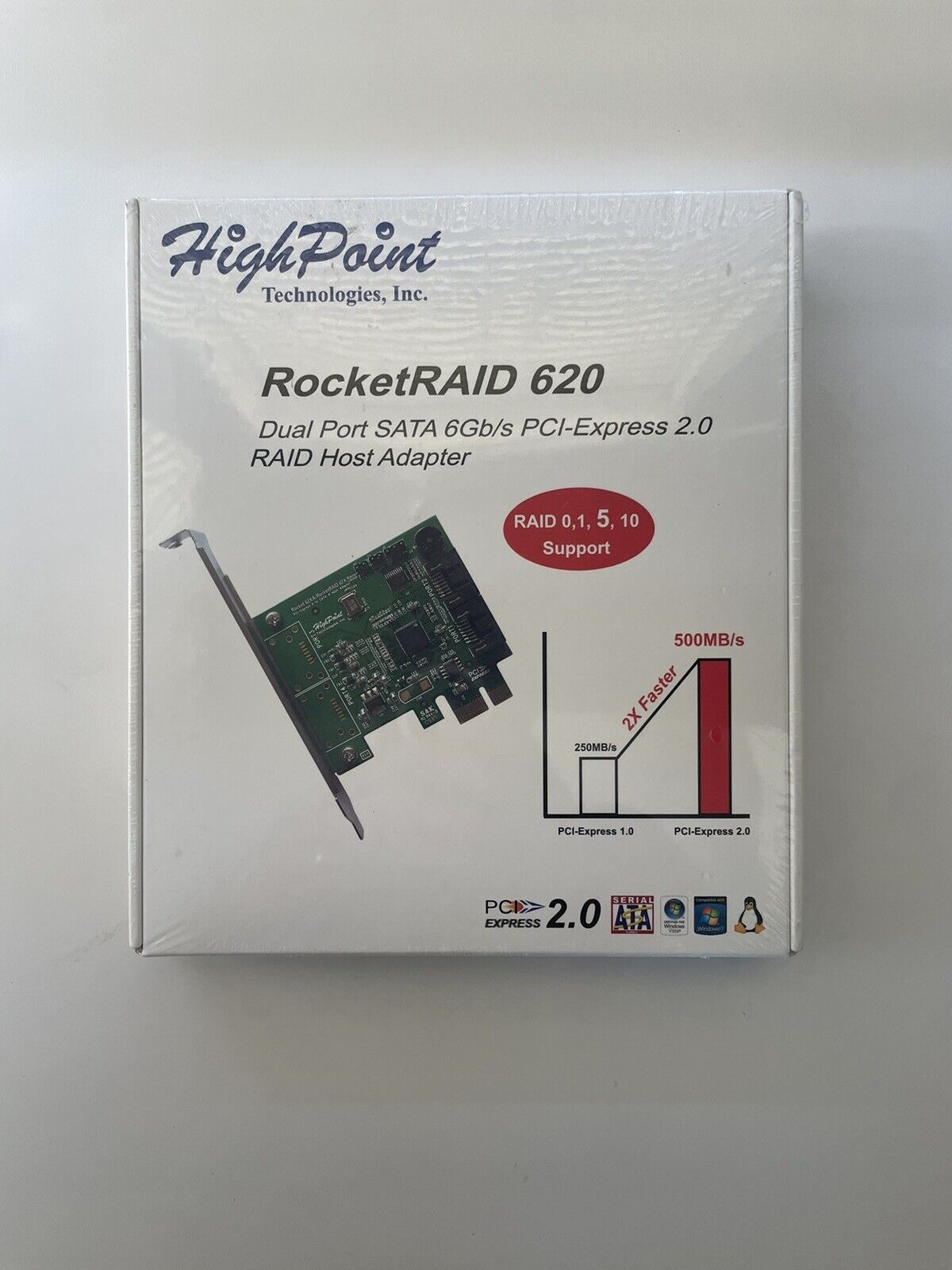 HighPoint RocketRAID RR620 2 Port PCIe 6Gb/s SATA RAID Controller Card SEALED