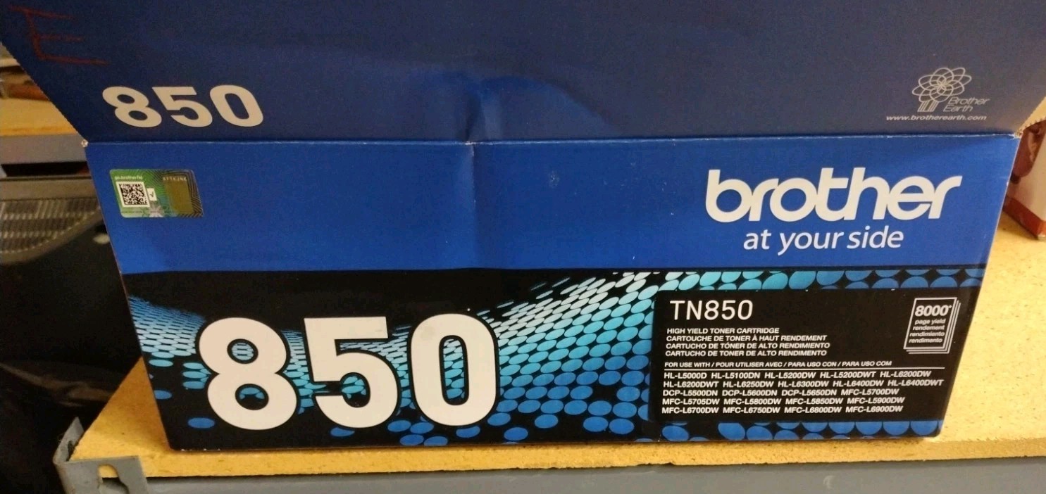 Genuine BrotherTN-850 High Yield Toner Cartridge Brand New Factory Sealed Cart.