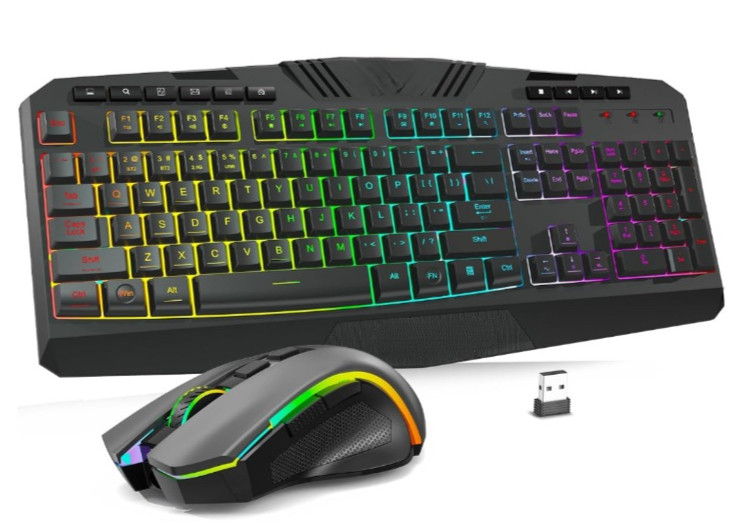 Teclado y ratón gaming inalámbrico RGB 4800DPI tri-modo PC