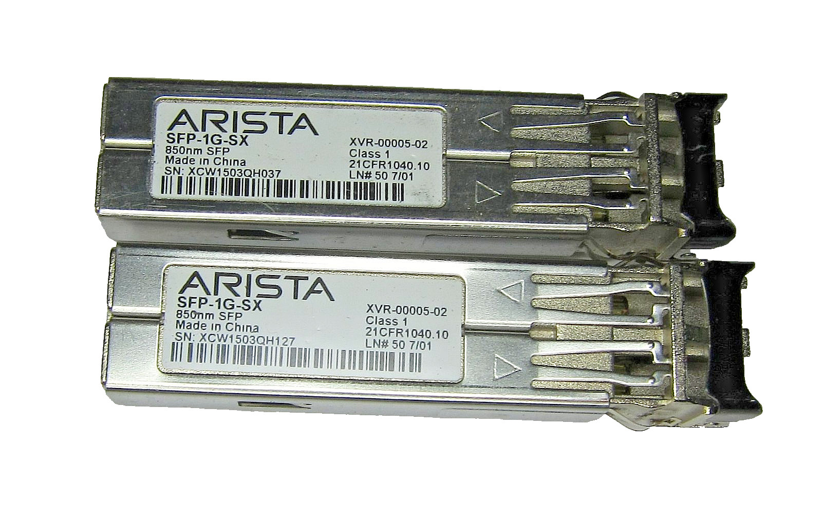 Lot of 2Pcs Genuine Arista SFP-1G-SX 850nm SFP Transceiver Modules XVR-00005-02