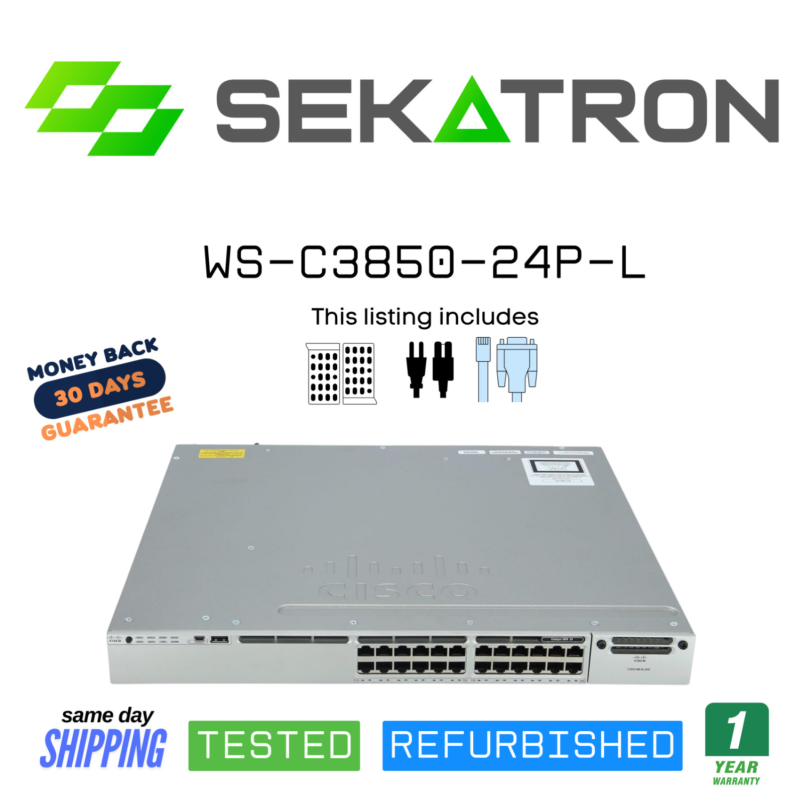 ♻️ Cisco Catalyst WS-C3850-24P-L 24-Port Gigabit Ethernet PoE+ Switch ⚡Fast Ship