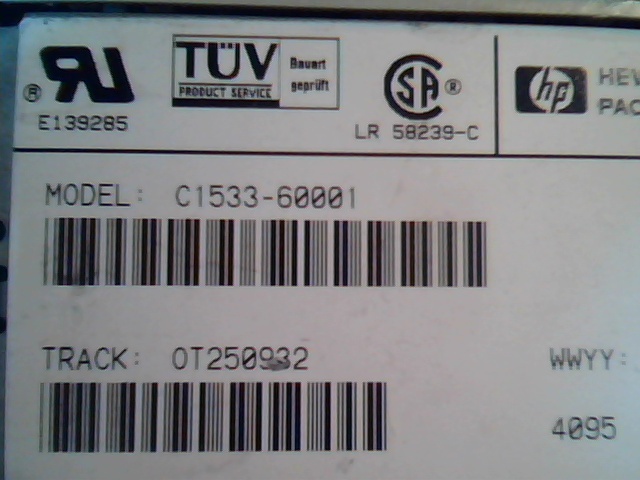 SCSI DAT Tape Drive HP Hewlett Packard C1533-60001 DK4-SA4001 58239-C E139285