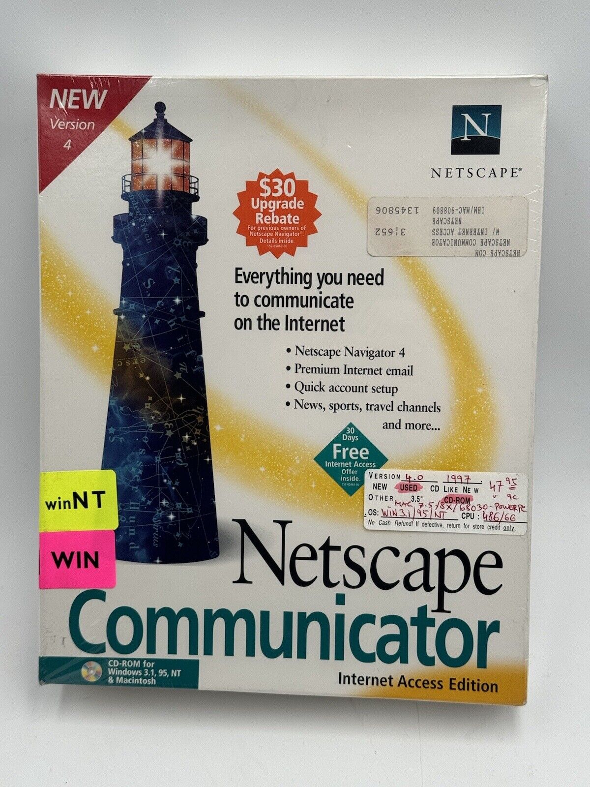 Vintage Netscape Communicator Version 4 Internet Access Edition Windows & Mac