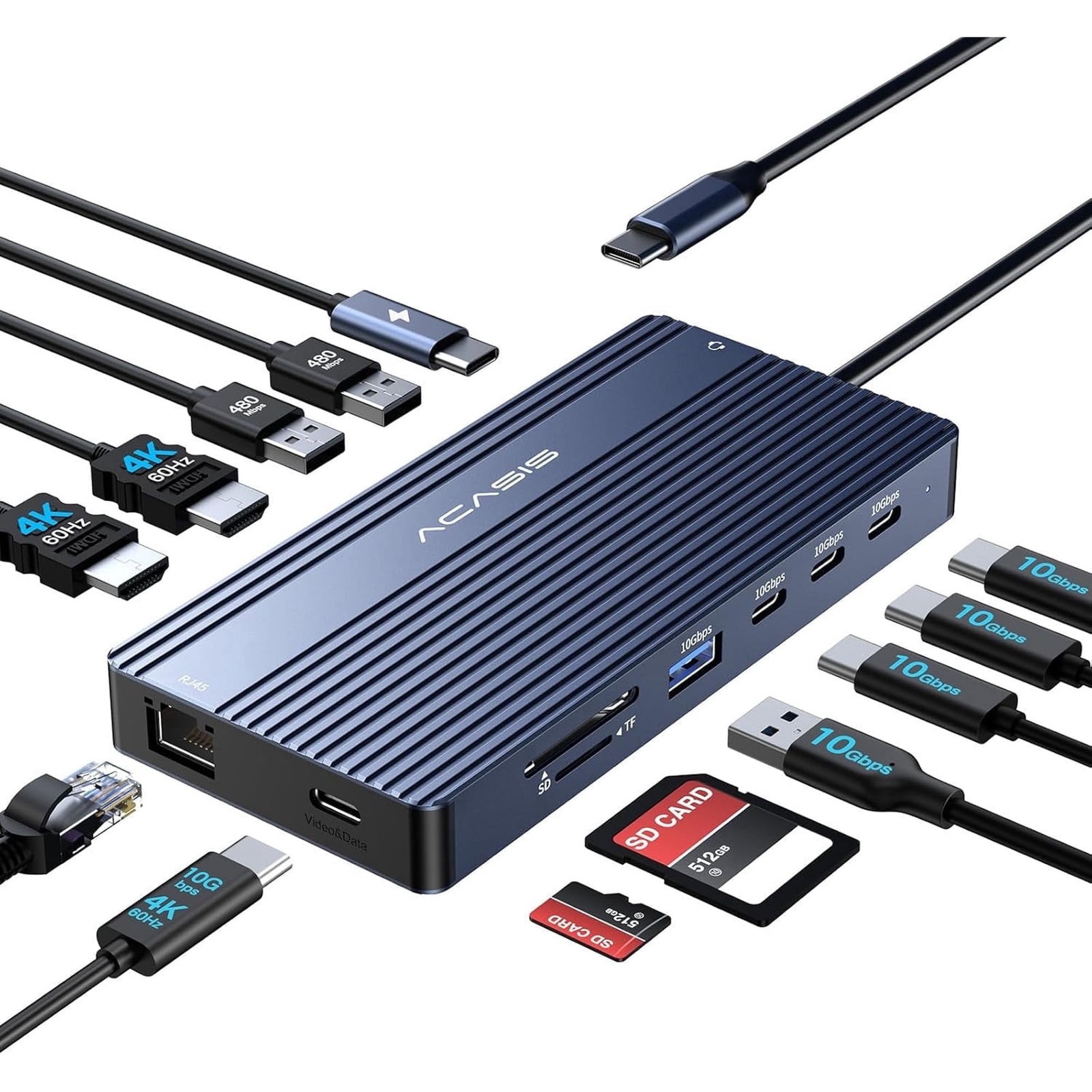 Acasis USB-C Triple 4K Docking 100W PD Triple Display Gigabit Ethernet Mac/Win