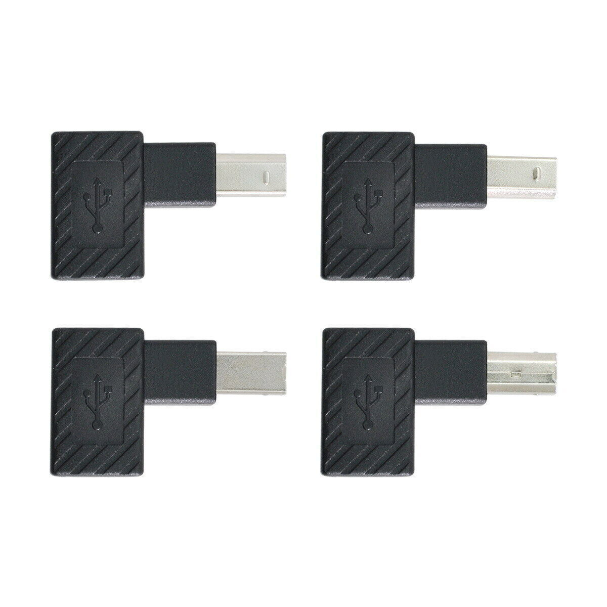 4Pcs USB 2.0 B Type Male to Female Extension Adapter Horizontal Vertical Angled