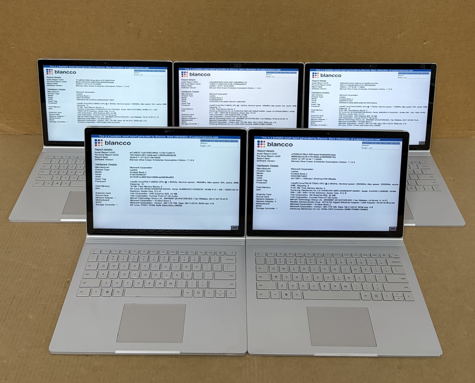 Lot of 5 Microsoft Surface Book 2 i5/i7 | 8GB/16GB RAM | 256/512GB SSD NO OS H