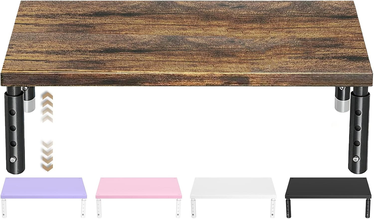 Adjustable Wood Computer Monitor Stand Riser, Office Desk Organizer And