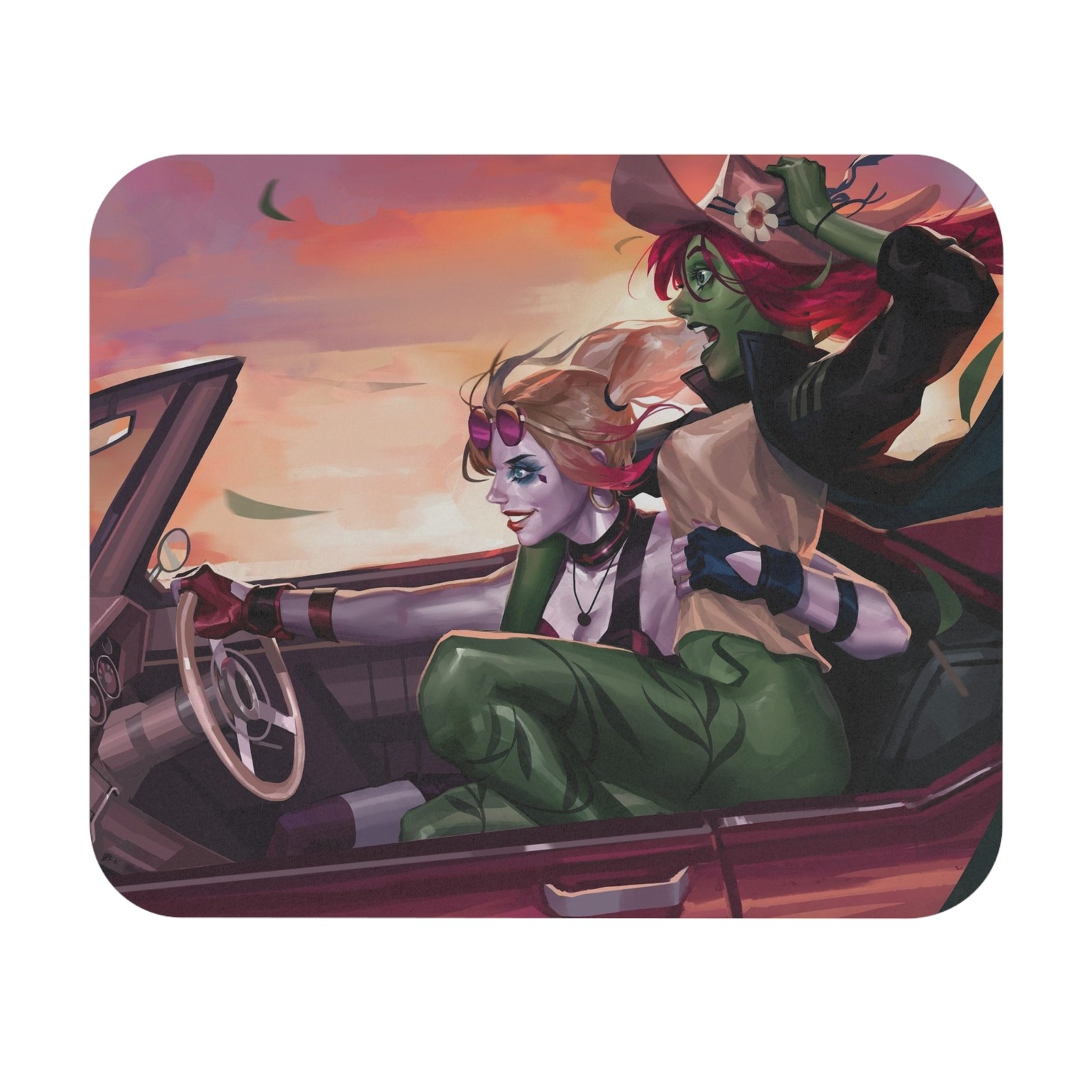 Harley Quinn and Poison Ivy Road Trip Mouse Pad Desk Mat Personalize Batman NEW