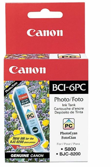 NEW Canon BCI-6PC Single-Pack Photo-Cyan Ink Tank Cartridge UPC 750845726282 NIB