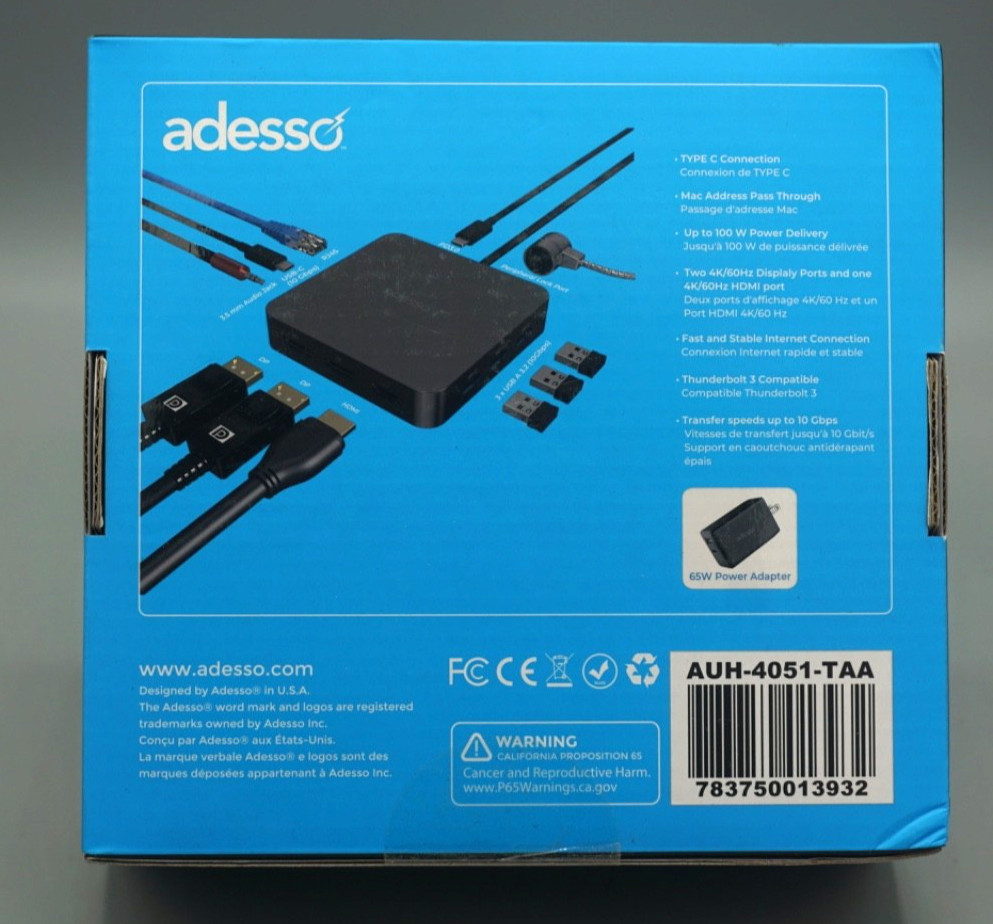 Adesso  (AUH-4051-TAA)  11-in-1  Multi-Port Docking Station NEW 