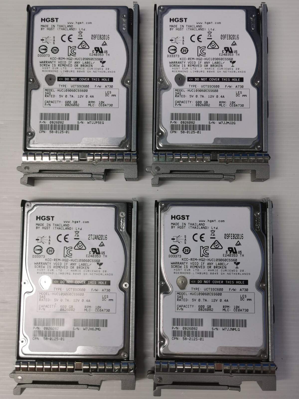 Cisco A03-D600GA2 600GB 6Gbps 10K 2.5in SAS HDD Hard Drive Lot of 4.