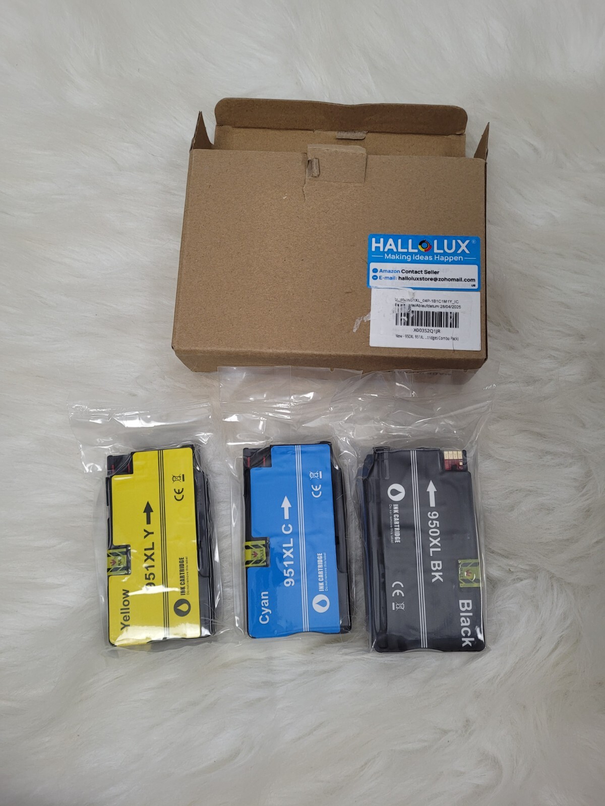 Hallolux Hp 950XL 950XL. Combo Pack Ink Cartridges 3 Pack Exp. 04/2025