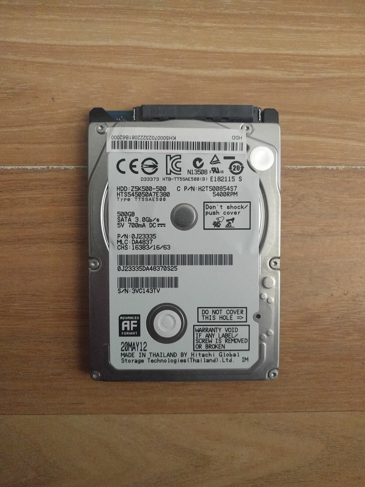 HGST Travelstar Z7K500 500GB, SATA 3, 2.5" Internal Hard Drive (HTS725050A7E630)