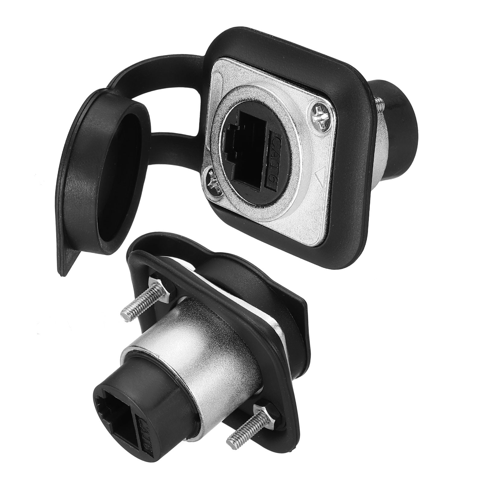 2Pcs RJ45 Cat6 Shielded Panel Mount Coupler with Dust Cover Silver