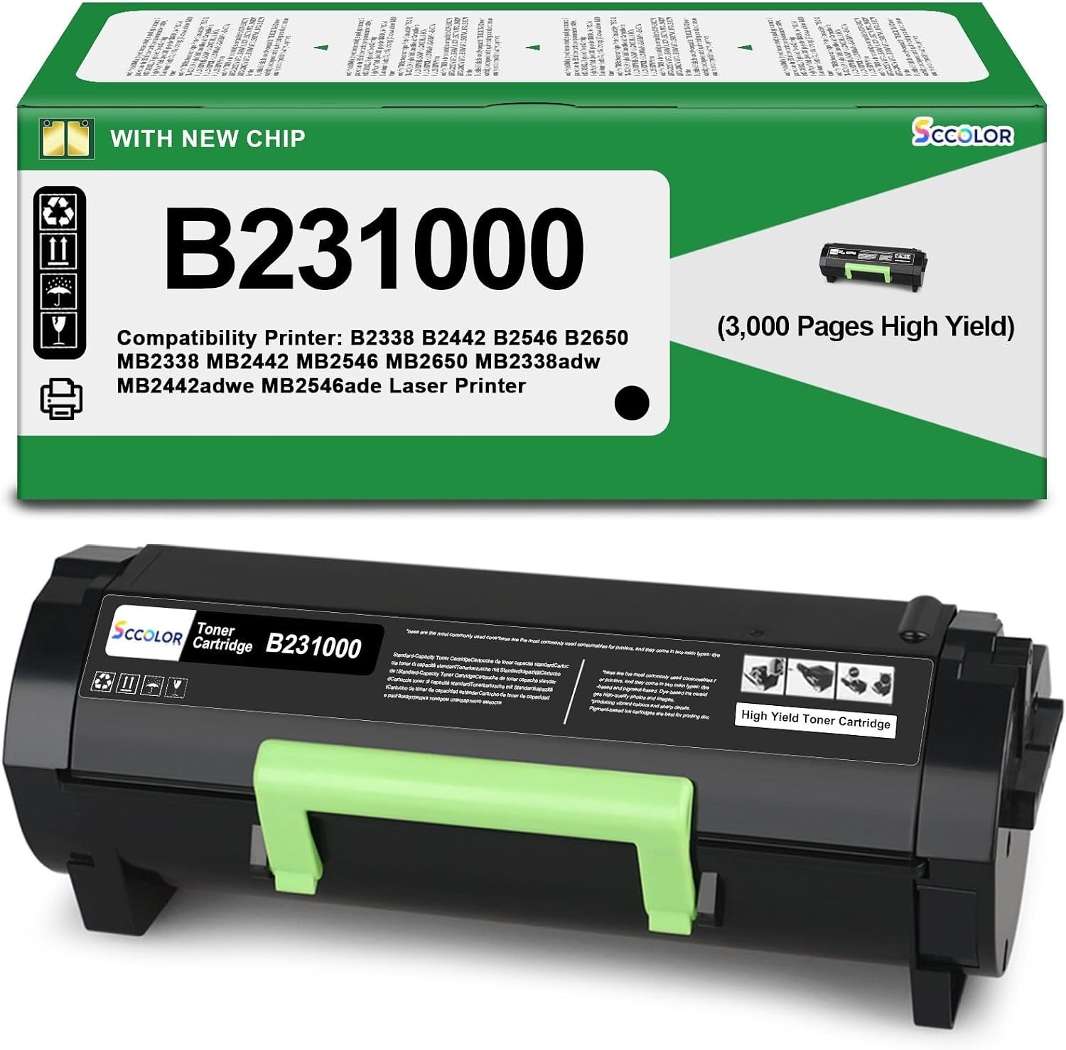 High Yield B231000 Black Toner Cartridge Lexmark B2338 Printer BN 1-Pack