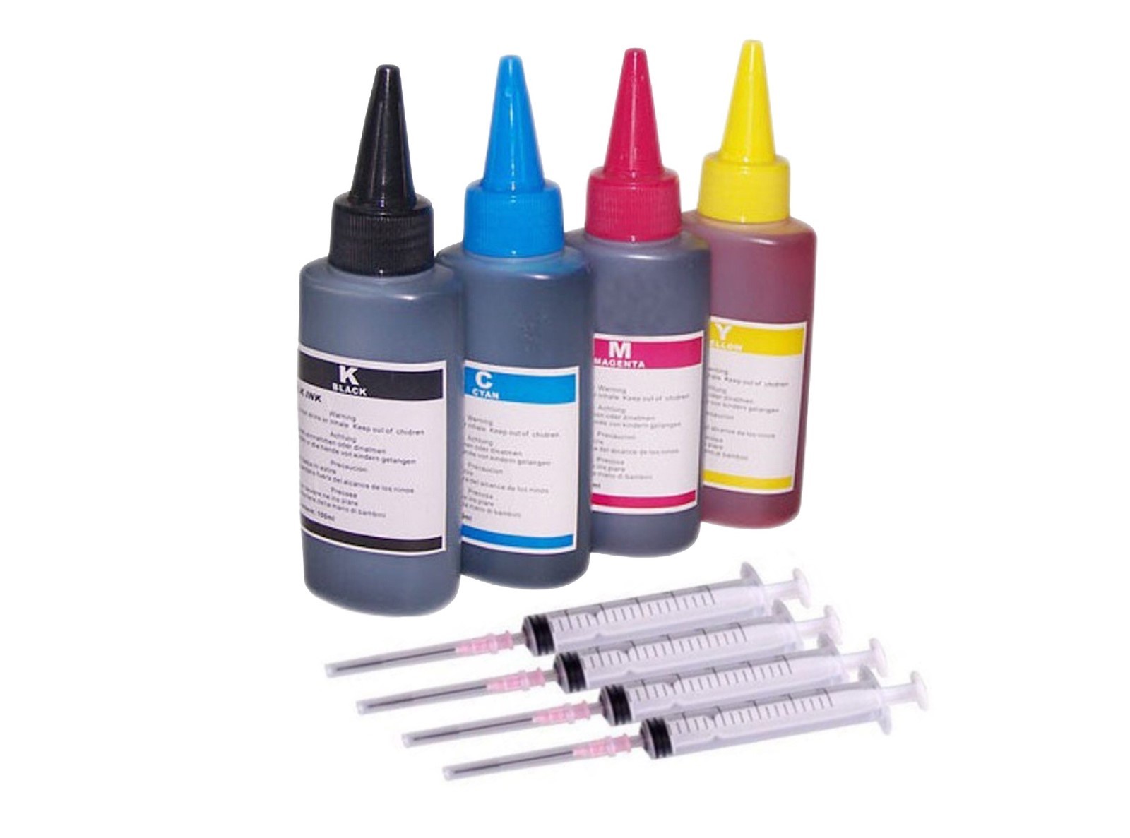  4X100ML Non oem REFILL ink BOTTLE fits Epson HP Lexmark  canon Brother syringe