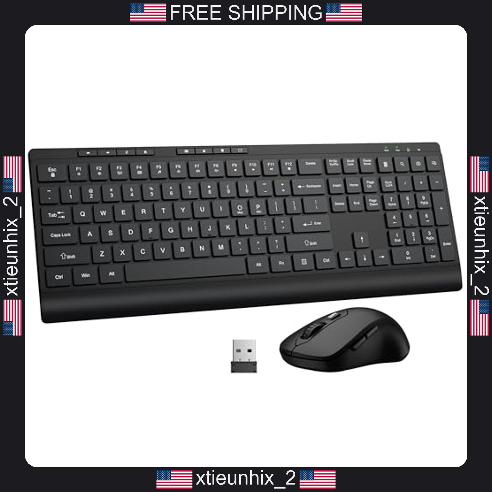 Wireless Keyboard and Mouse Combo, Quiet Keys, 2.4G USB, Windows & Mac