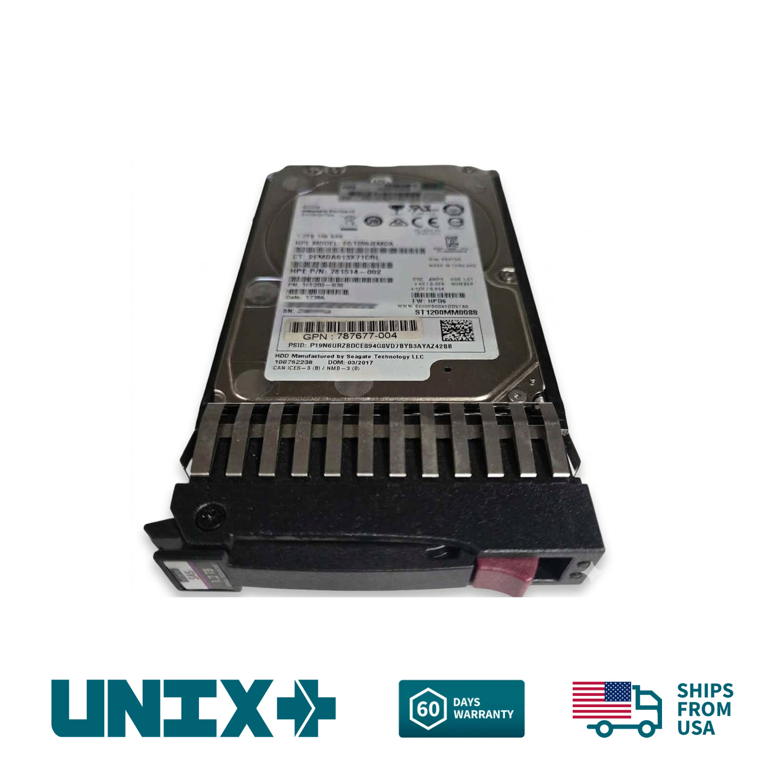 HP 781514-002 1.2TB SAS 2.5in 12Gbps 10K RPM Hard Drive w/ Caddy for HP Server