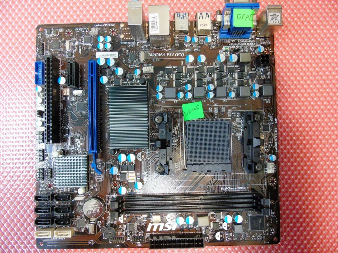 MSI 760GMA-P34 (FX)  AMD Socket AM+ mATX Desktop Motherboard (Defective Board)