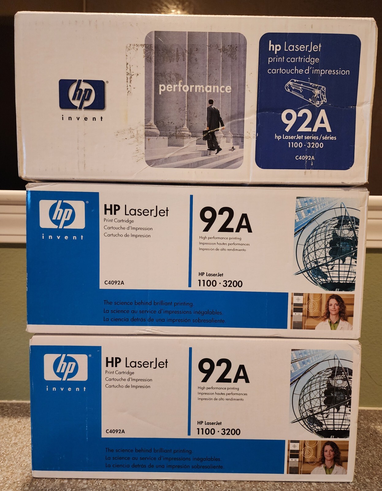 Lot of (3x) New Sealed Genuine HP LaserJet 92A (C4092A) Black Toner