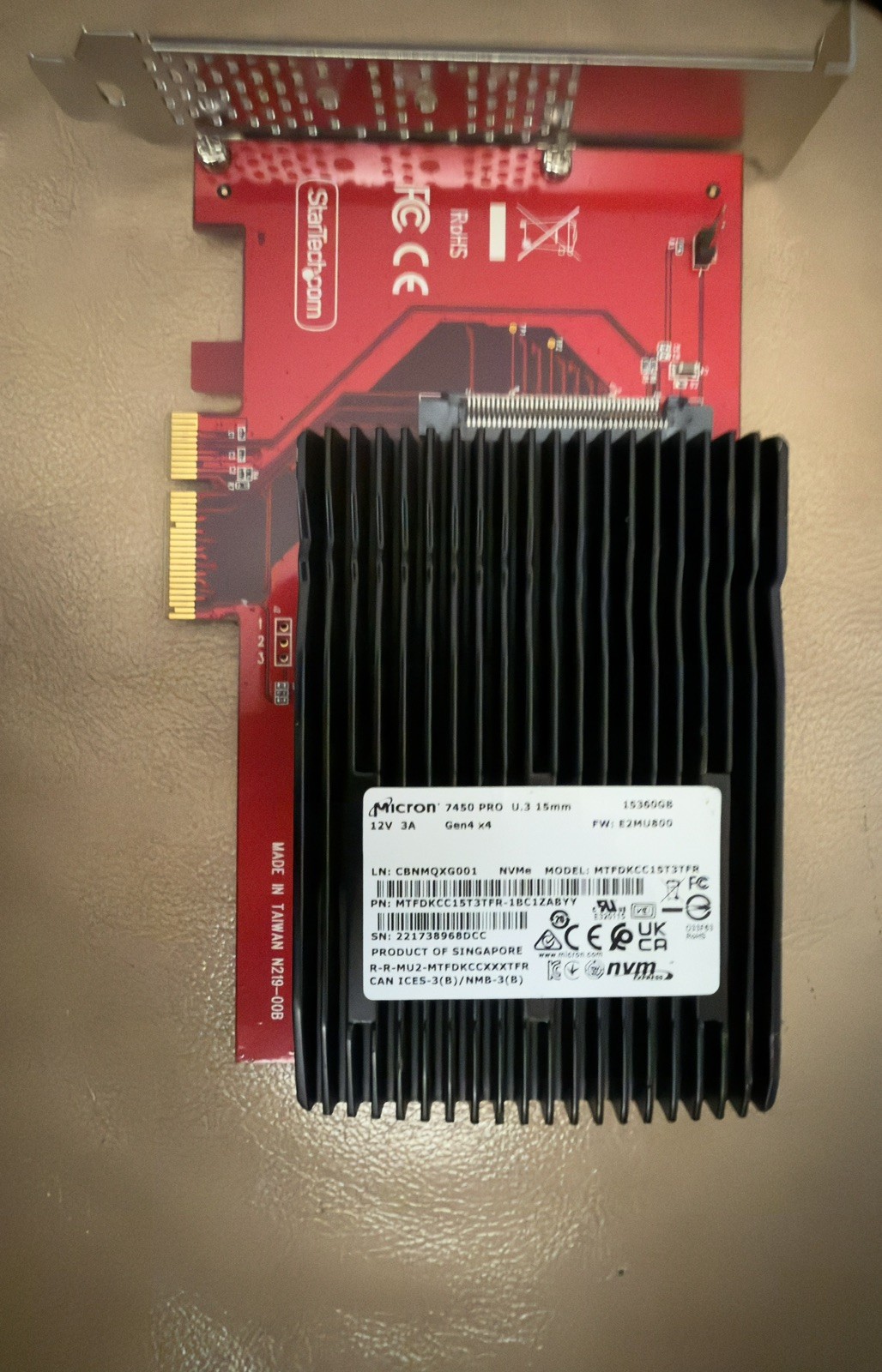 MTFDKCC15T3TFR Micron 7450 PRO 15.36TB PCle Gen4 NVMe 2.5" Internal U.3 SSD used