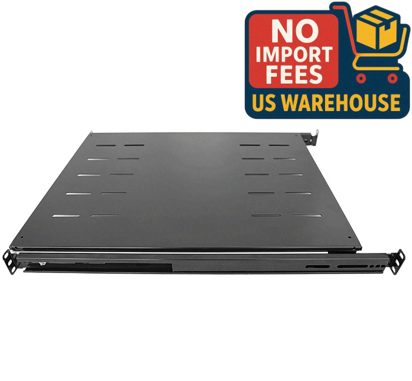Rising Racks 1U 19" Sliding Fixed Rack Server Shelf Adjustable 24-32" Deep
